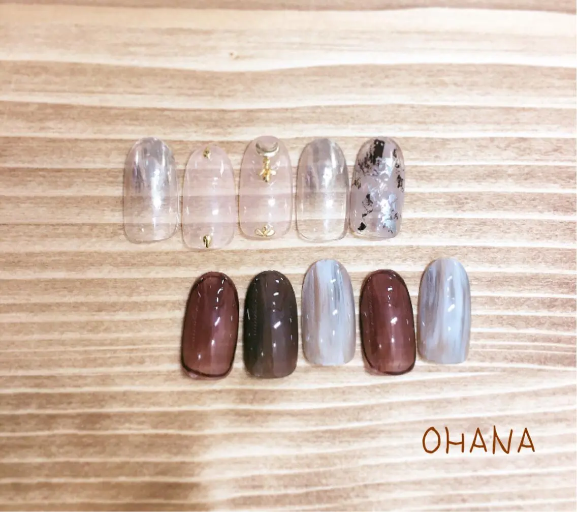ネイル べっ甲ネイル フットネイル ラメ(グリッター) ラメグラデーション マグネットネイル nailroom OHANA🌴のネイルデザイン