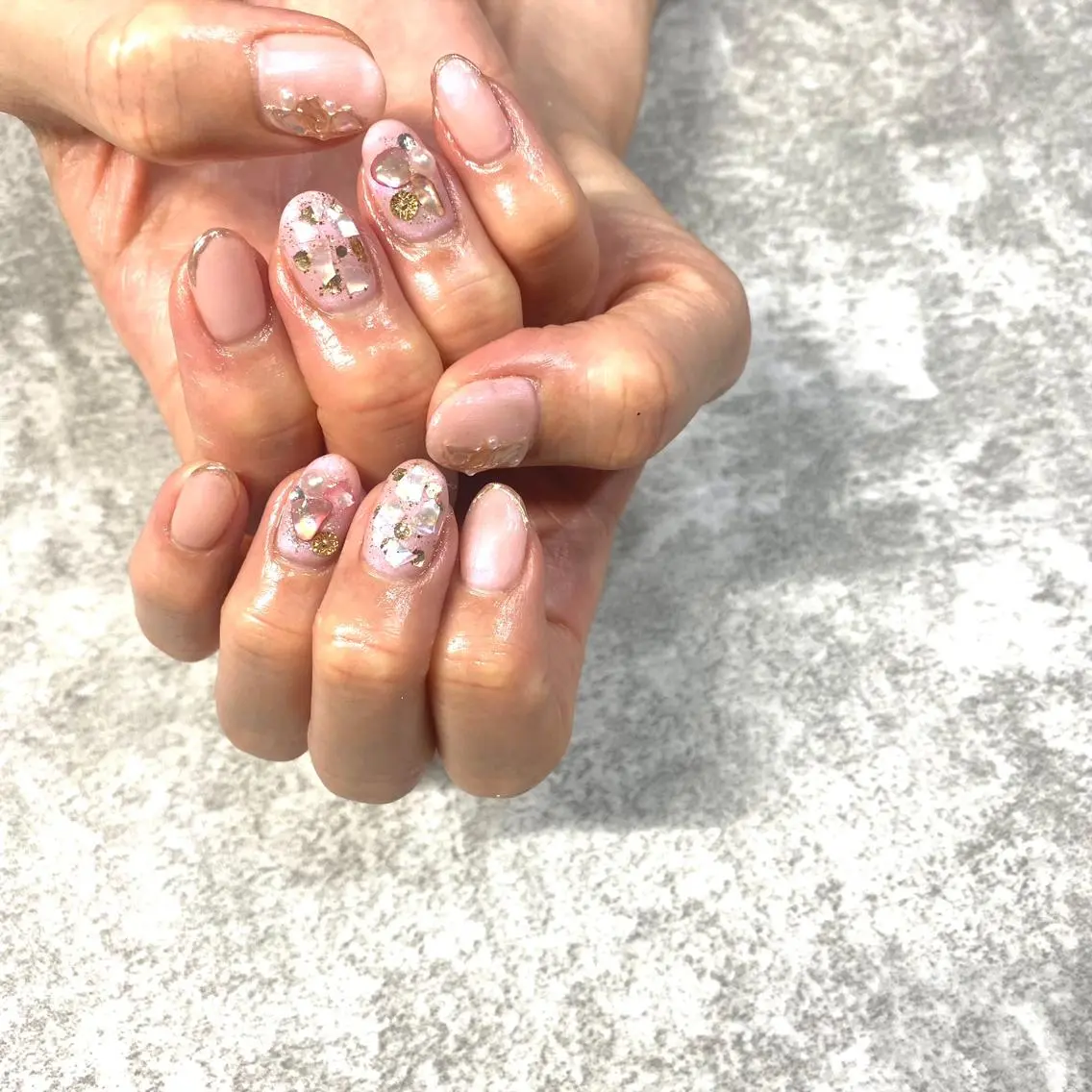 ネイル オーロラネイル ピンク ハンドネイル ★Rinail... .のネイルデザイン
