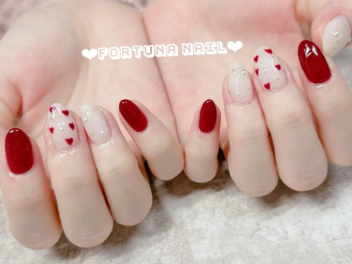 ネイル ハート バレンタイン Nail •Head スパFortunaのネイルデザイン