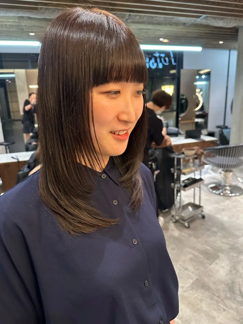 セミロング ヘアカラー トリートメント ✨透明感カラー✨ ✨小顔カット✨山木のヘアスタイル