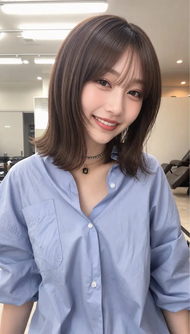 ミディアム カラー カット ヘアカラー 丸山 心 / 艶カラーのヘアスタイル