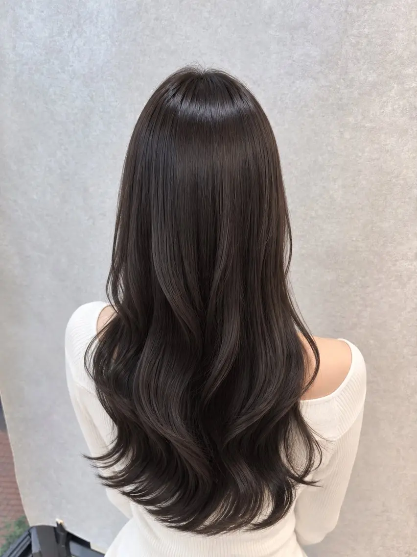 ロング カラー カット ヘアカラー トリートメント 髪質改善縮毛矯正/ 透明感カラー 石崎のヘアスタイル