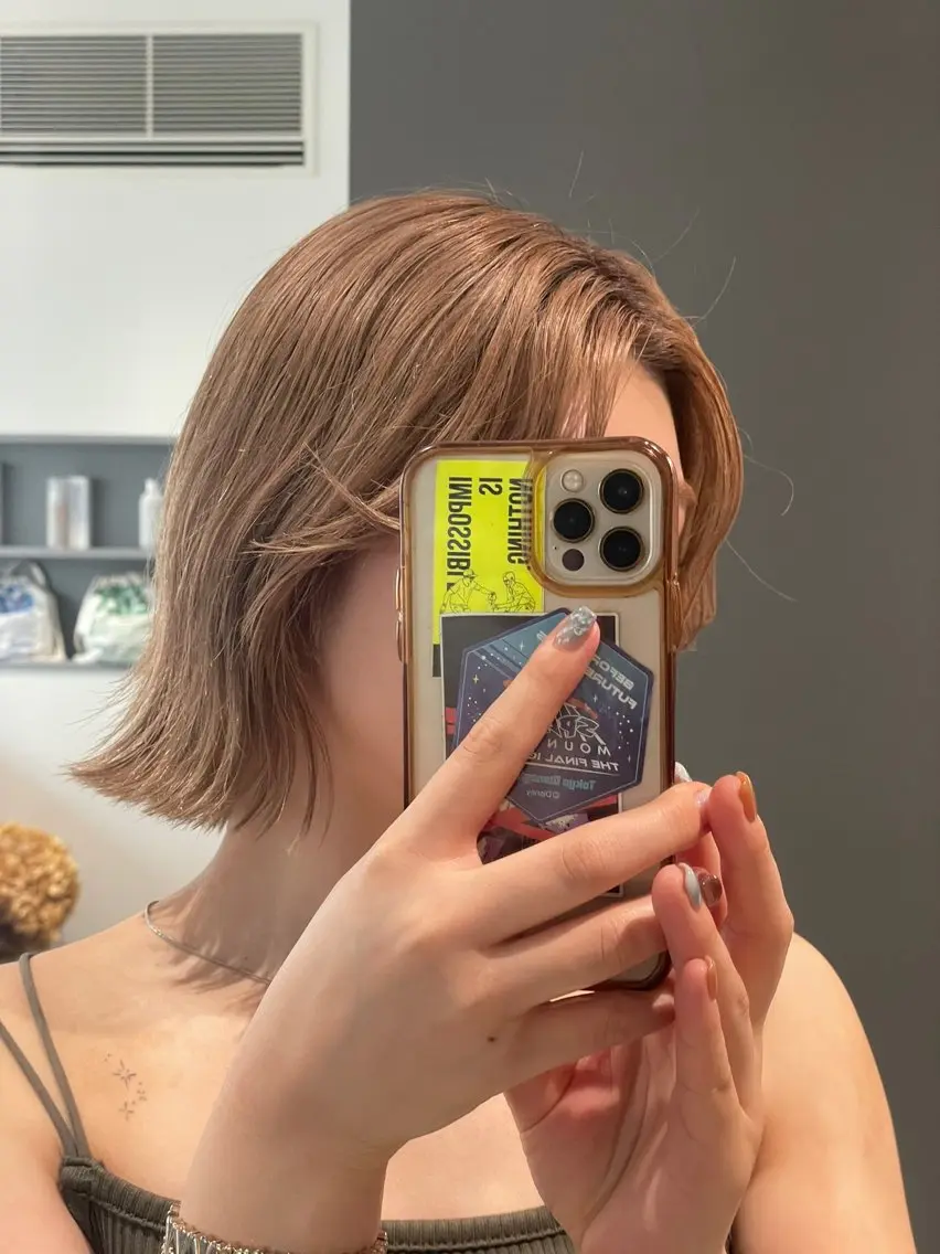 カラー ベージュカラー ダブルカラー ミルクティーベージュ イシバシ ミナミのヘアスタイル