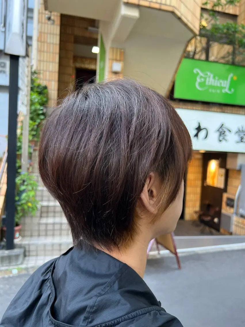 ショート メンズ ボブ カット トリートメント 【髪質改善/縮毛矯正 /カラー】ホサカのヘアスタイル