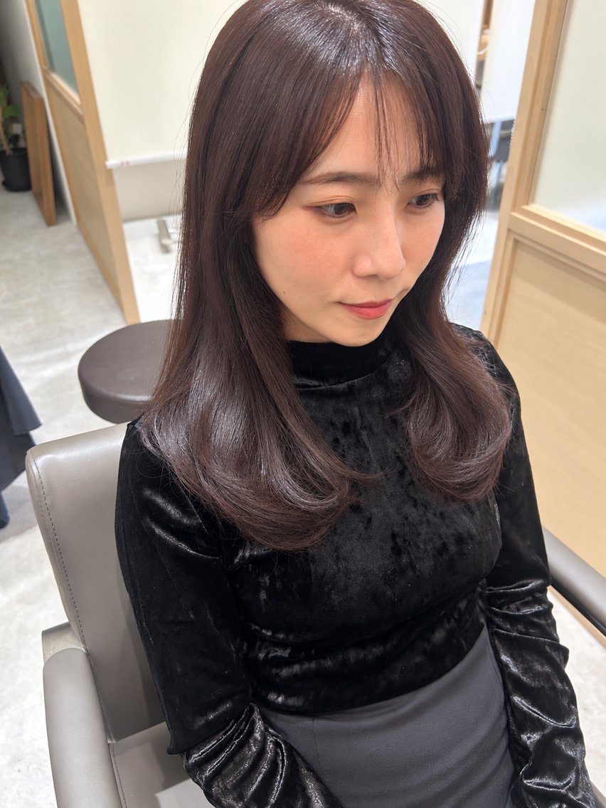 セミロング カラー 髪質改善 トリートメント カット ヘアカラー トリートメント ヘッドスパ 久木原 ゆりのヘアスタイル