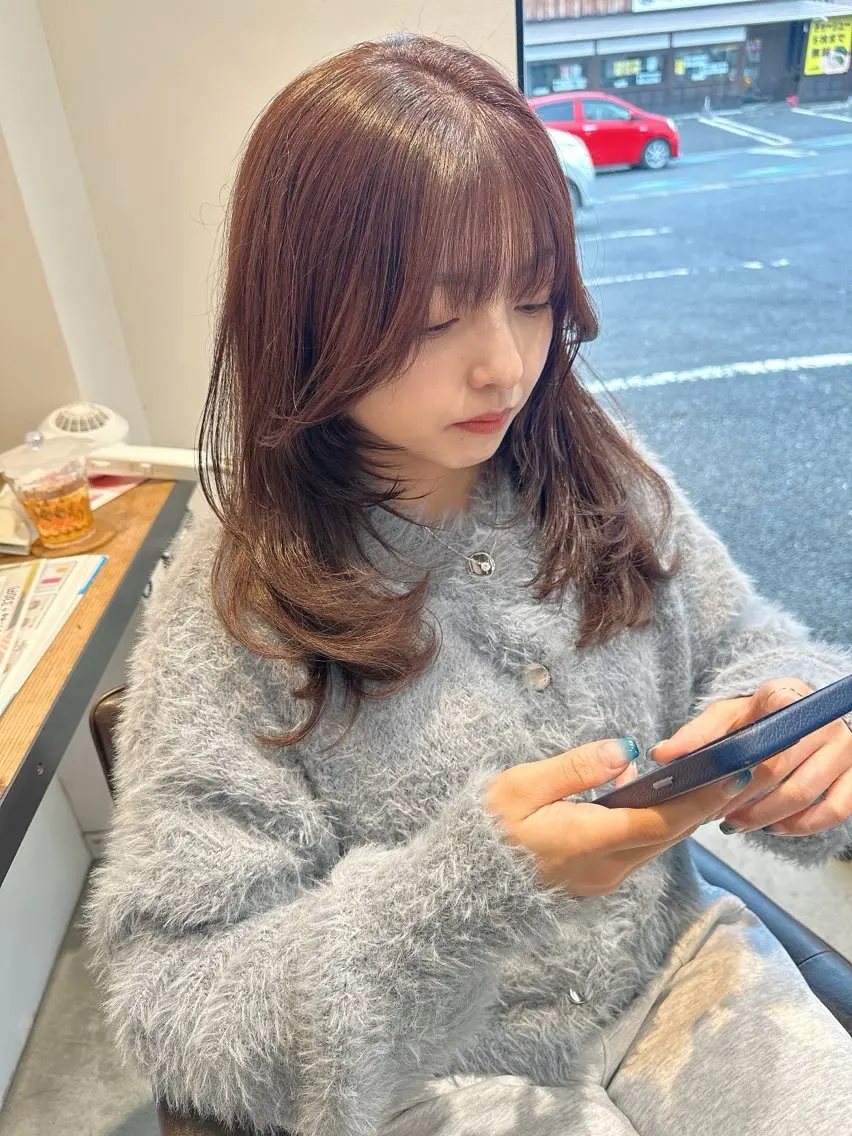 ロング カラー ブラウンカラー ラベンダーカラー レイヤーカット つくば 【Ciqi】 あくつのヘアスタイル