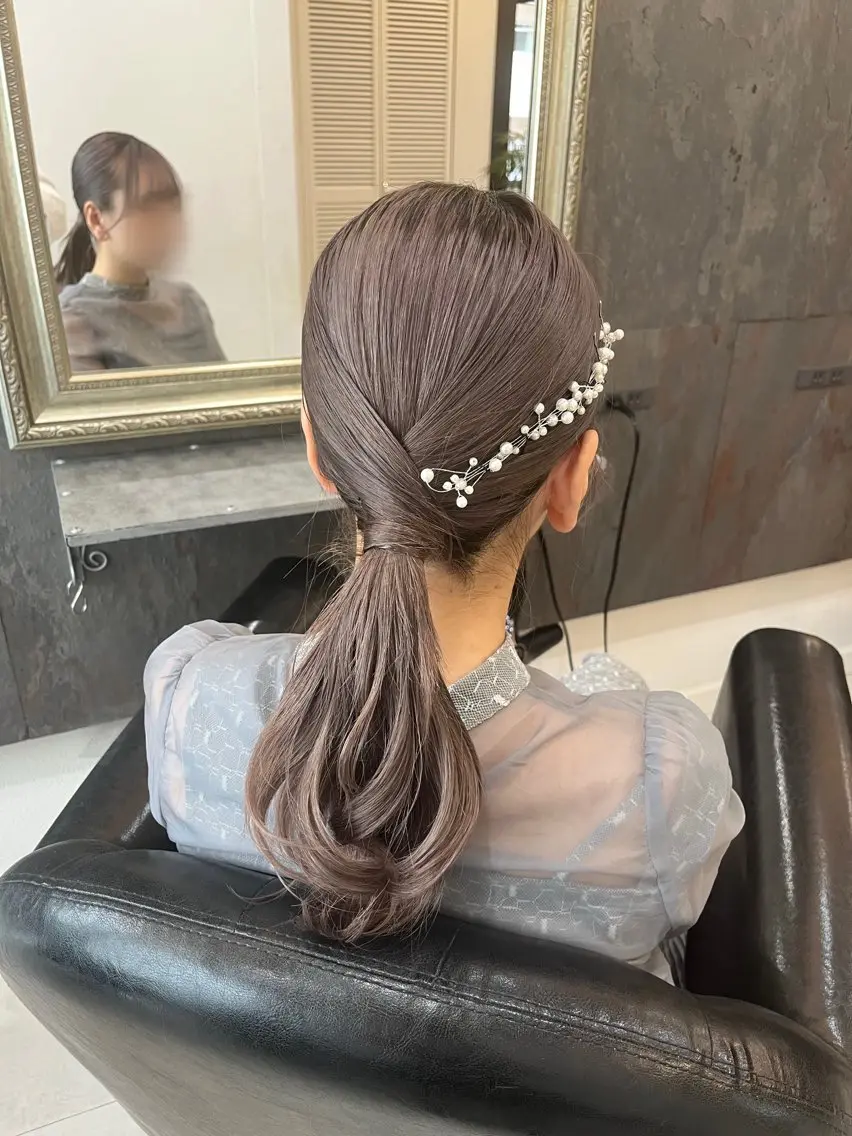 セミロング ヘアアレンジ ゆな🎀ハイトーン /レイヤーのヘアスタイル