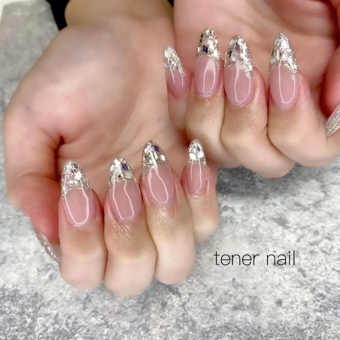 ネイル フレンチネイル ガラスフレンチ テネルネイル tener nailのネイルデザイン