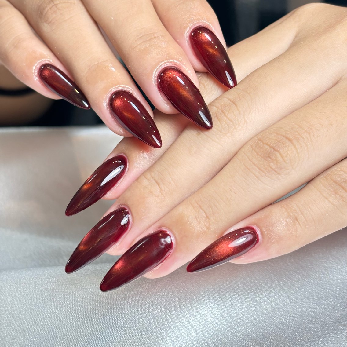 ネイル 桜ネイル 長さ出し フレンチネイル 韓国ネイル マグネットネイル ハンドネイル Kiwami nailsalonのネイルデザイン