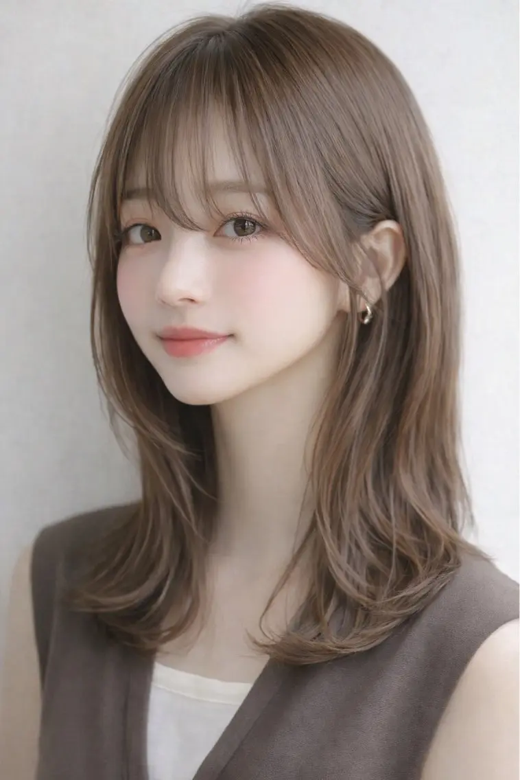 ミディアム カラー 透明感カラー グレージュ イルミナカラー 外国人風カラー カット ヘアカラー トリートメント 田村和範/似合わせ カラー/髪質改善のヘアスタイル