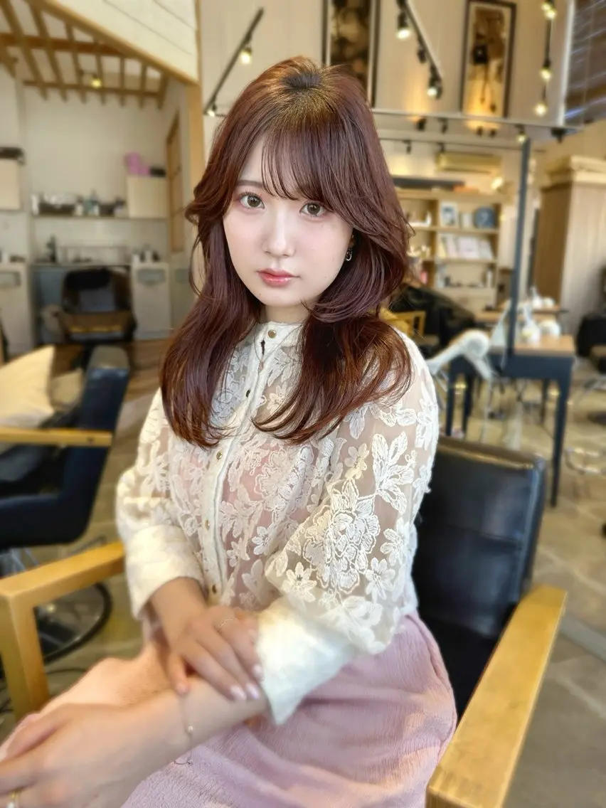 セミロング カット ヘアカラー ヘッドスパ コテ巻き風パーマ /志村大成のヘアスタイル