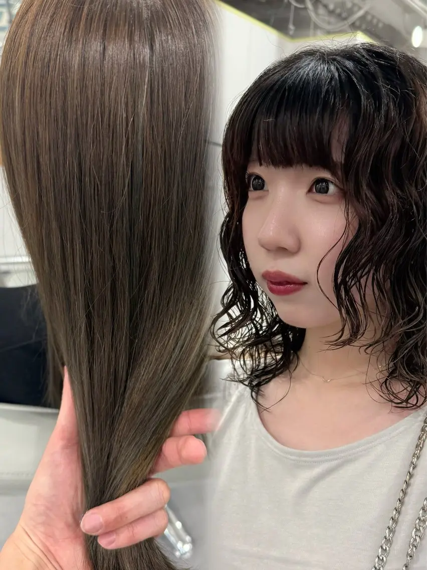 カラー パーマ ケアカラー カット ヘアカラー トリートメント レイヤーカット/ボブ /春日井🍏鵜飼元喜のヘアスタイル