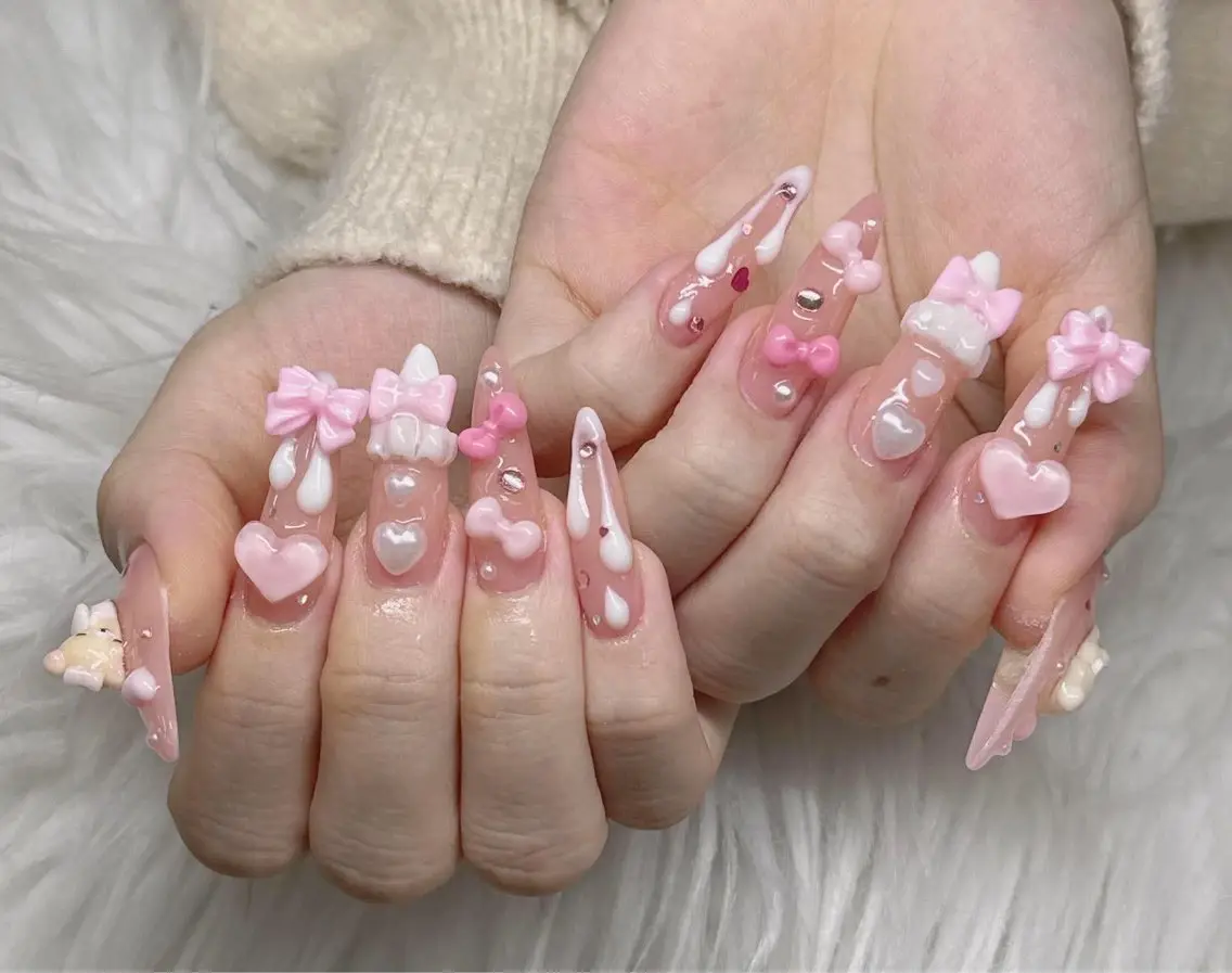 ネイル 長さ出し グラデーション 卒業式 キラキラネイル マグネットネイル ハンドネイル Lee Nailsのネイルデザイン
