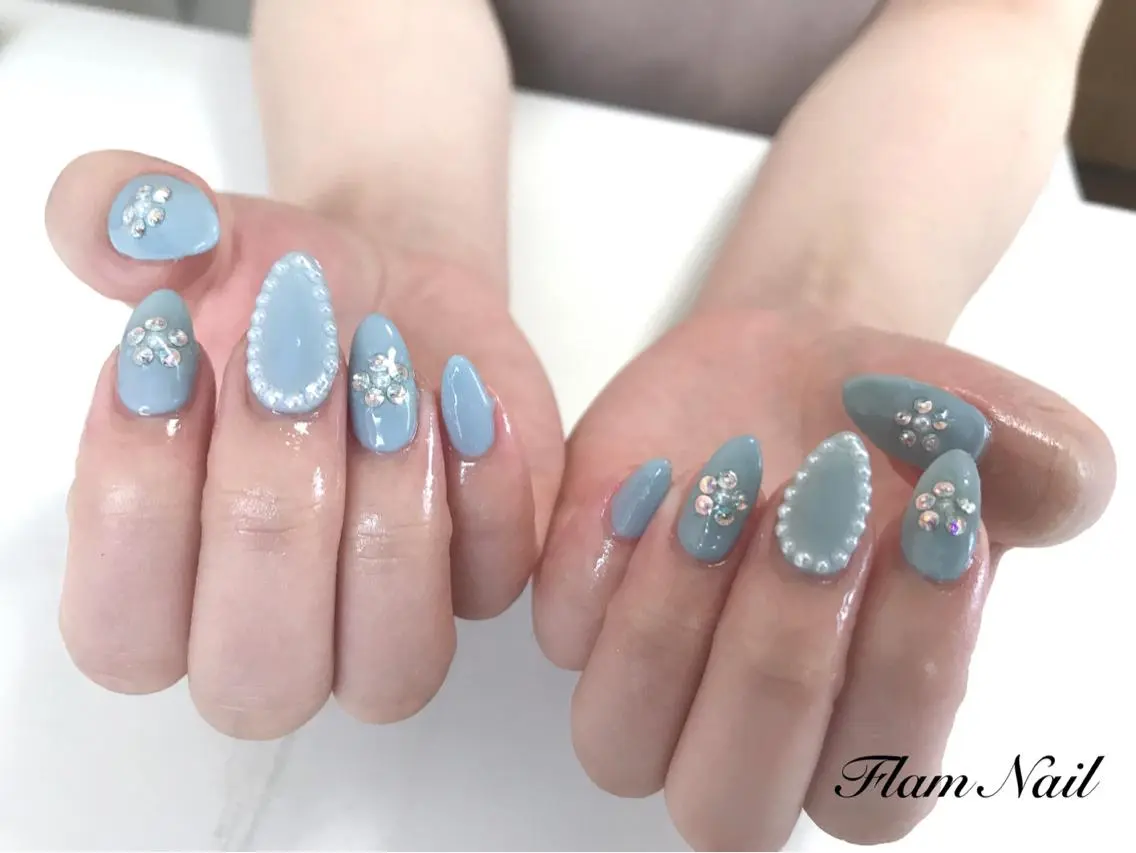 ネイル ブルー Flam Nailのネイルデザイン