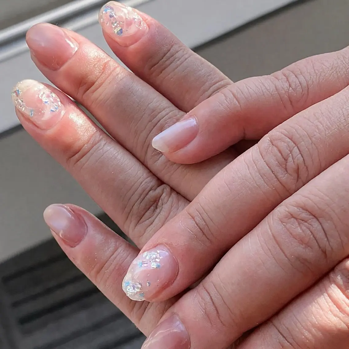 ネイル クリアネイル ぷっくりネイル ショートネイル シンプルネイル E なんばOCAT .mamiのネイルデザイン