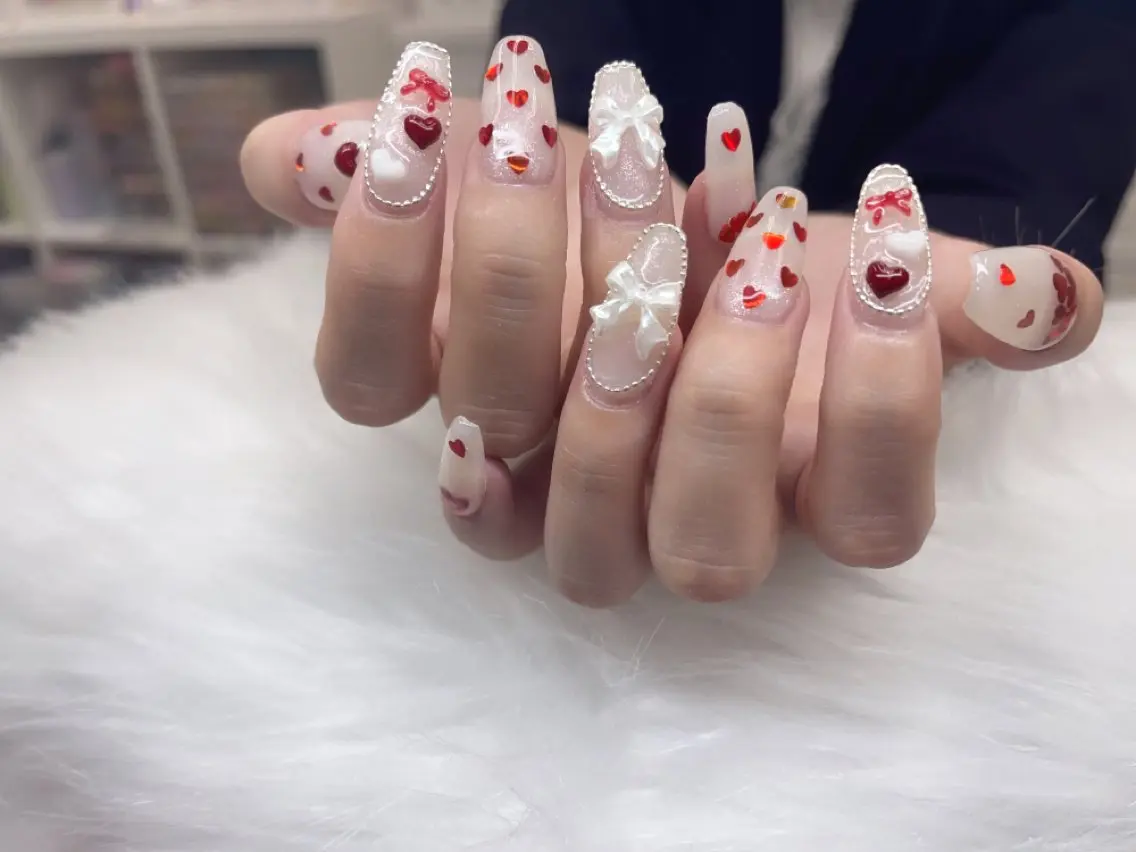 [チップ長さだし］ワンカラー/ラメ+パーツつけ放題の写真