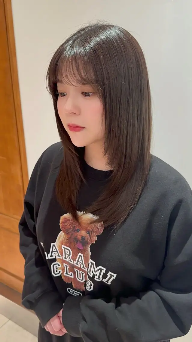 セミロング カラー パーマ ヘアアレンジ 顔まわりレイヤー レイヤーカット ストレートパーマ カット パーマ 縮毛矯正 トリートメント 髪質改善/韓国風 レイヤー/田村祐樹のヘアスタイル