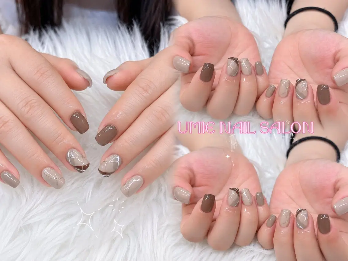 ネイル フットネイル フレンチネイル ジェルネイル ガラスフレンチ マグネットネイル ハンドネイル UMIE NAIL SALONのネイルデザイン