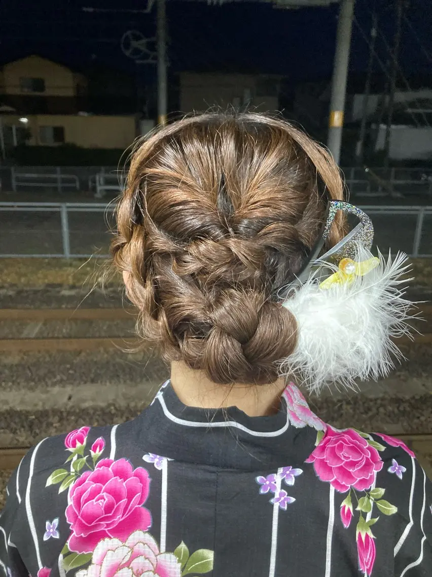 ヘアアレンジ 浴衣 透明感ダブルカラー/ レイヤー💕miyuのヘアスタイル