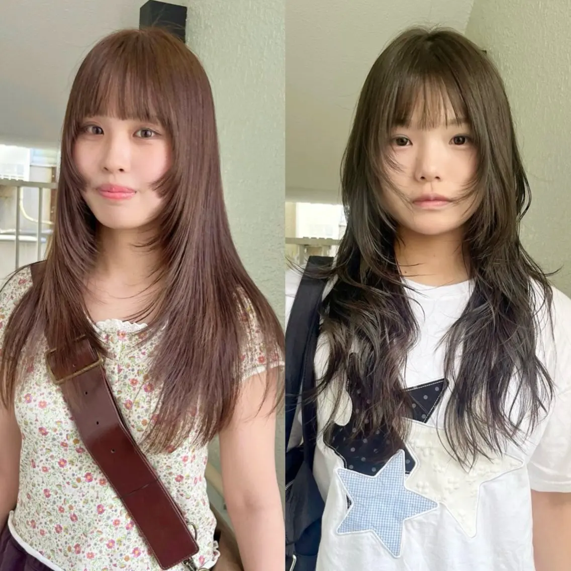 ロング カラー カット ヘアカラー レイヤーカット🍏 オリーブ/ののかのヘアスタイル