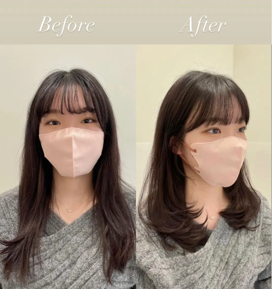 セミロング ハイレイヤー レイヤーカット カット ヘアカラー トリートメント ❤︎︎韓国ヘア❤︎︎ 𝑺𝒉𝒊𝒉𝒐のヘアスタイル