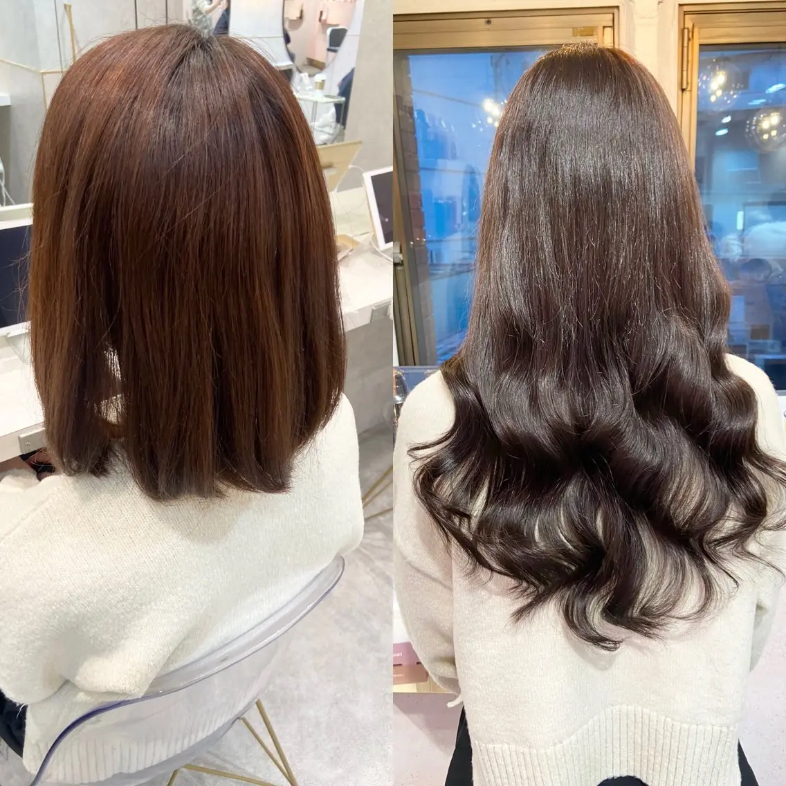 ロング カラー シールエクステ エクステ ヨシンモリ 韓国風ヘア ロング カット ヘアカラー エクステ 新宿/韓国ヘア 中明度カラー/かやのヘアスタイル