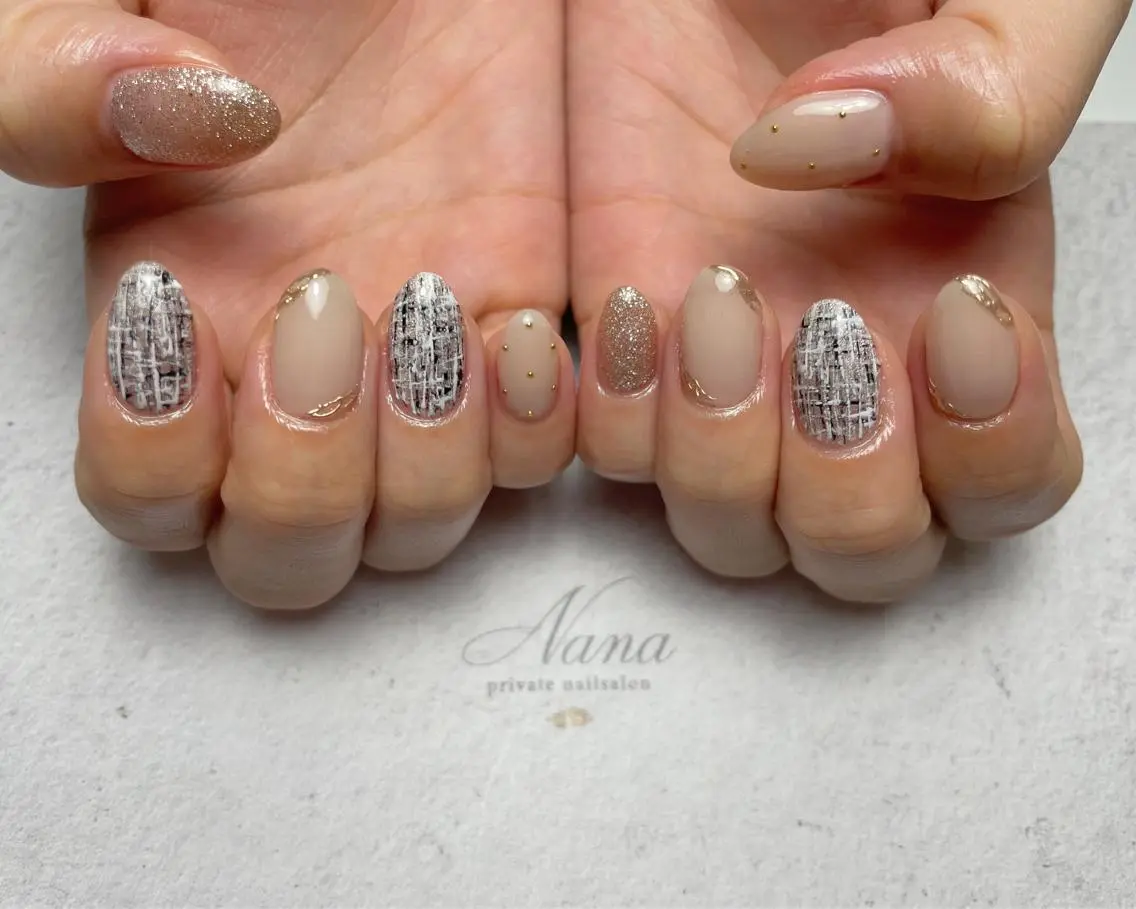 ネイル ニュアンスネイル ツイードネイル nailsalon NANAのネイルデザイン