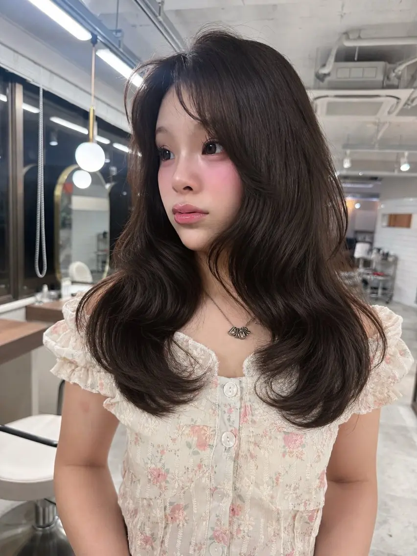 ロング カラー 韓国風ヘア レイヤーカット カット ヘアカラー トリートメント レイヤーカット /顔周り/和奏︎♪のヘアスタイル