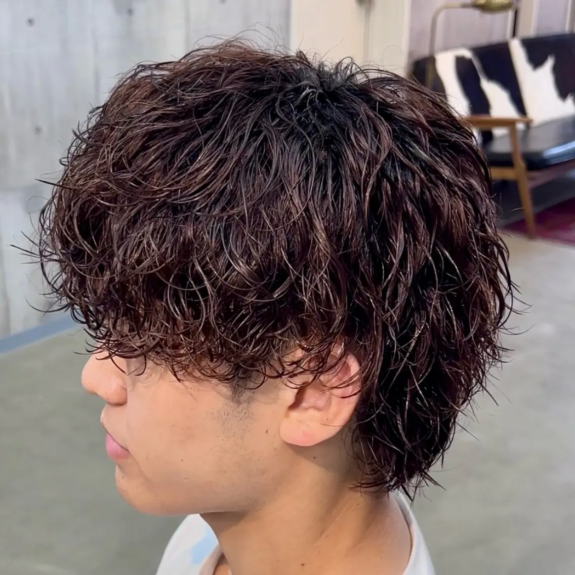 ミディアム パーマ メンズ カット パーマ MENIN メンズ サロン　望月　涼太のヘアスタイル