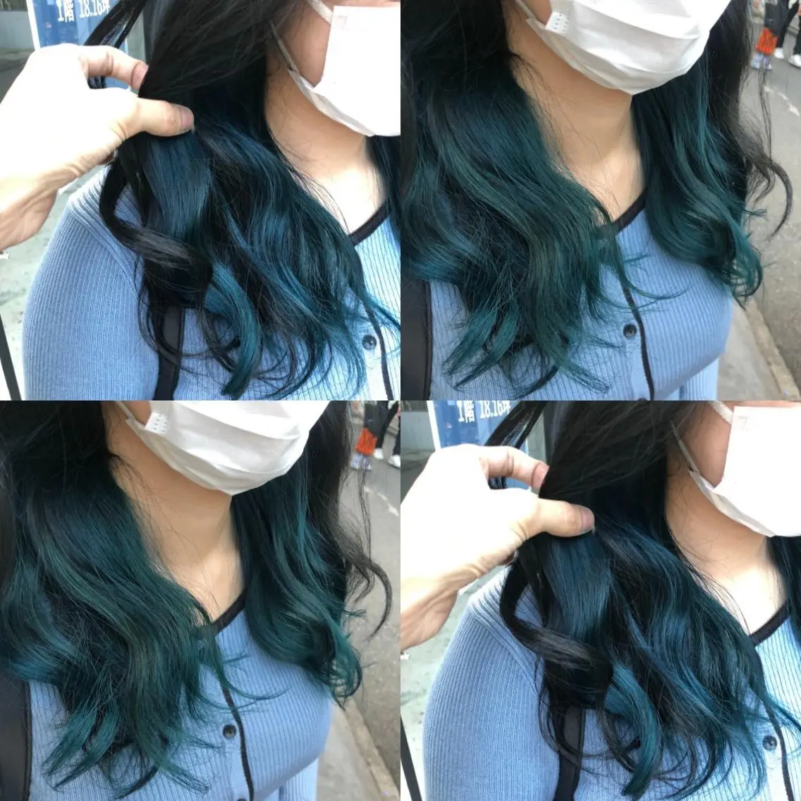 セミロング カラー イヤリングカラー エメラルドグリーン カット ヘアカラー トリートメント 原宿サロン代表 デザインカラー伊藤卓のヘアスタイル