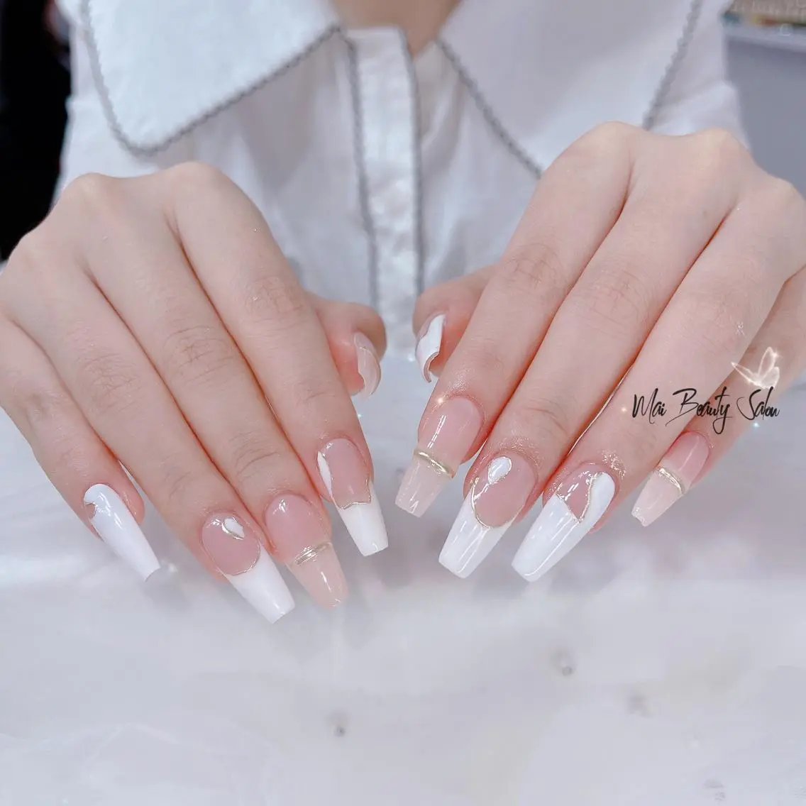 ネイル オーロラネイル チークネイル 長さ出し フラッシュネイル フットネイル ハンドネイル MaiBeauty マイ マイのネイルデザイン