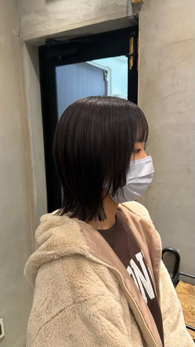 ショート ボブレイヤー ボブ くびれヘア 顔まわりレイヤー 韓国風ヘア カット ヘアカラー トリートメント ボブ/レイヤー/パー マ/立川/KOKIのヘアスタイル