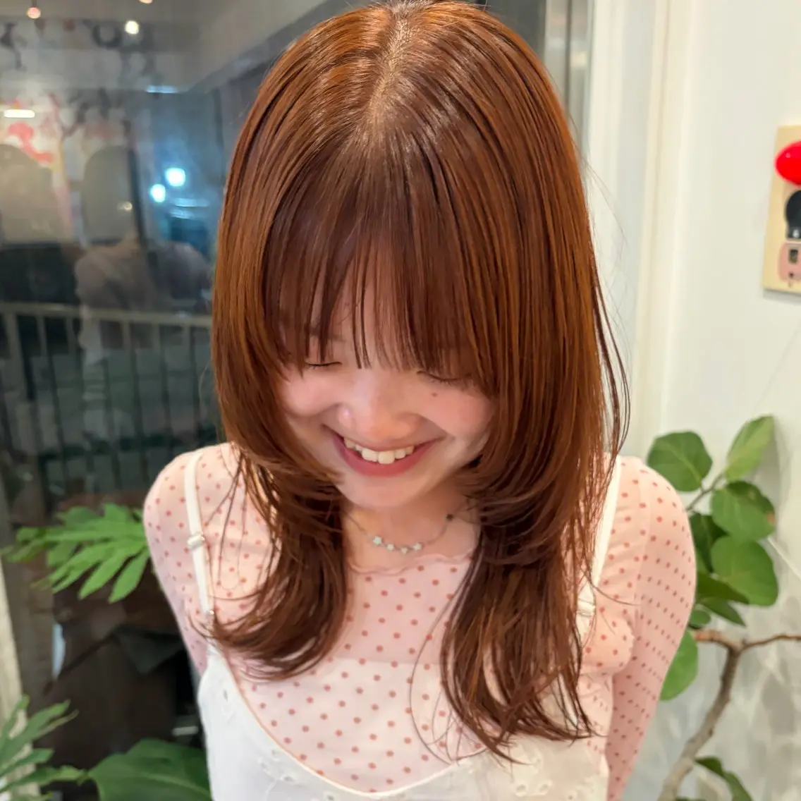 ロング カラー ベージュカラー オレンジ オレンジベージュ ハッシュカット NAO ꩜✧˖°.のヘアスタイル