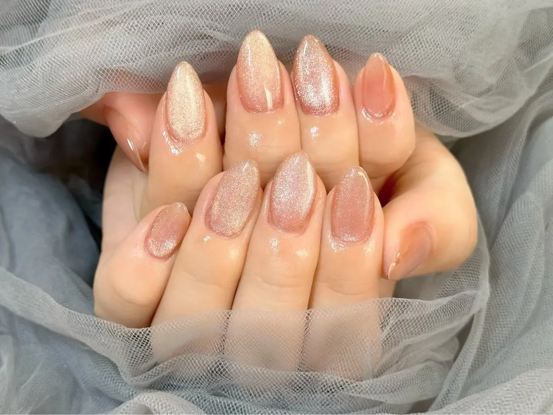 ネイル ブラウン マグネットネイル ピンク ハンドネイル Nail Salon KURELLYのネイルデザイン