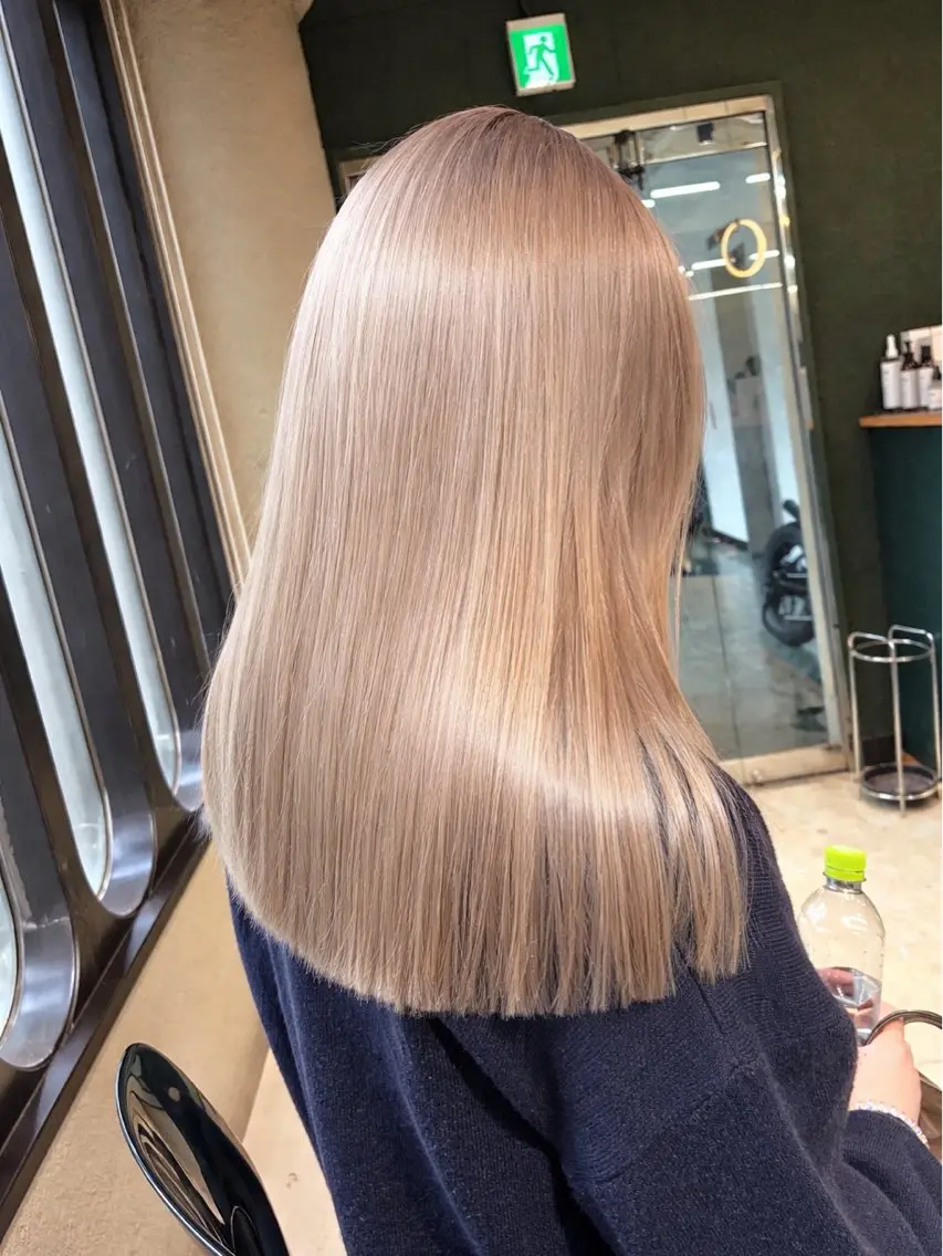 ロング カット ヘアカラー トリートメント 💖艶ハイトーン髪質 改善💖ケンシンのヘアスタイル