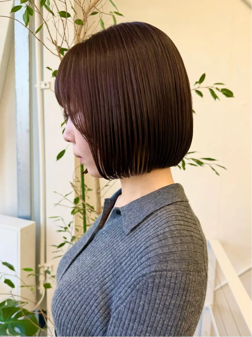 ミディアム カット ヘアカラー トリートメント 角岡 真帆/ボブ/髪質改善のヘアスタイル