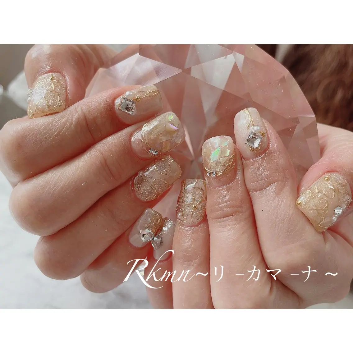 ネイル アートネイル ミラーネイル 春ネイル ハンドネイル フットネイル ハンドケア Rkmn ~リ-カマ-ナ~のネイルデザイン