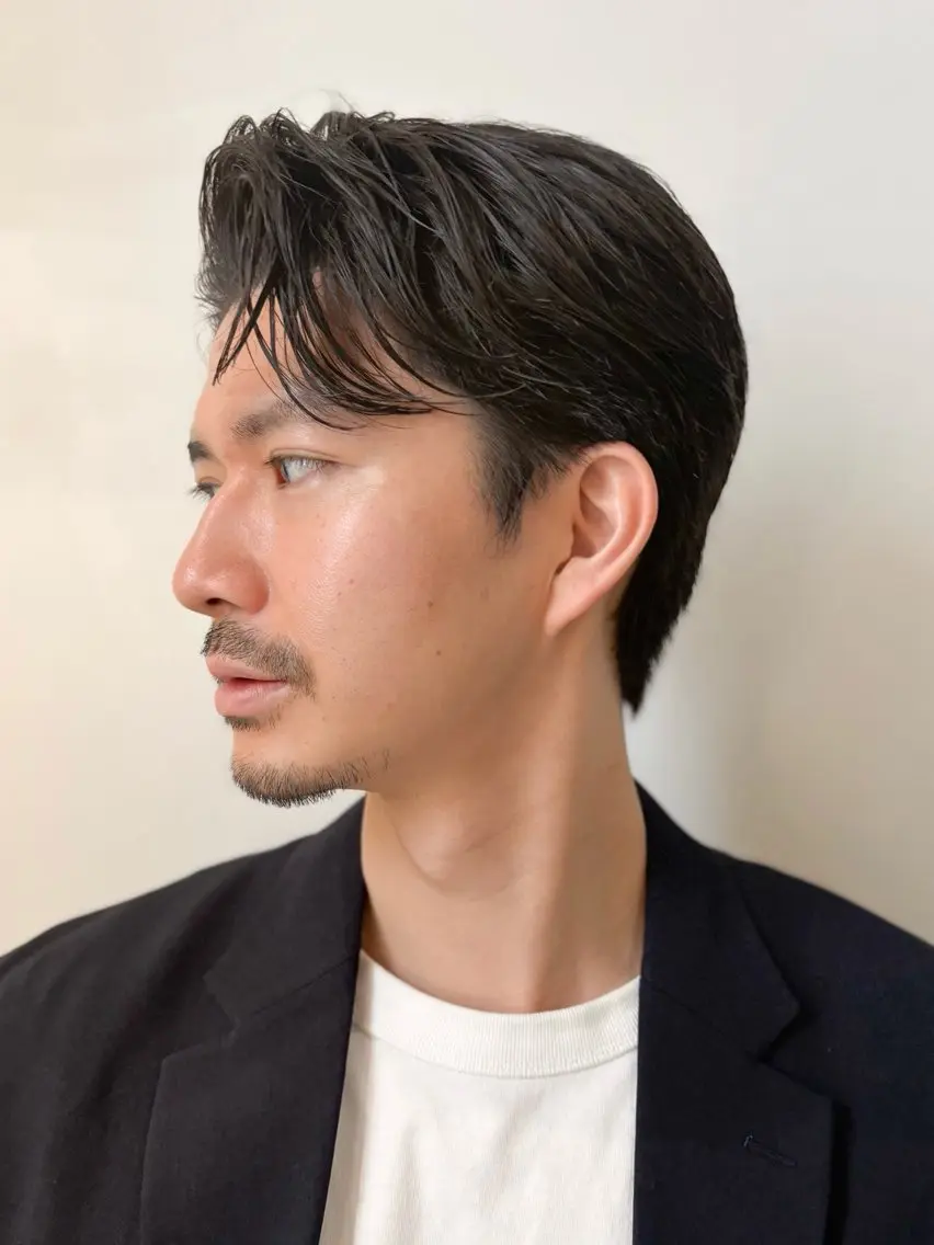 ショート パーマ メンズ ビジネス フェザーパーマ メンズパーマ カット パーマ 【メンズ縮毛矯正】 FILMS  軍司のヘアスタイル