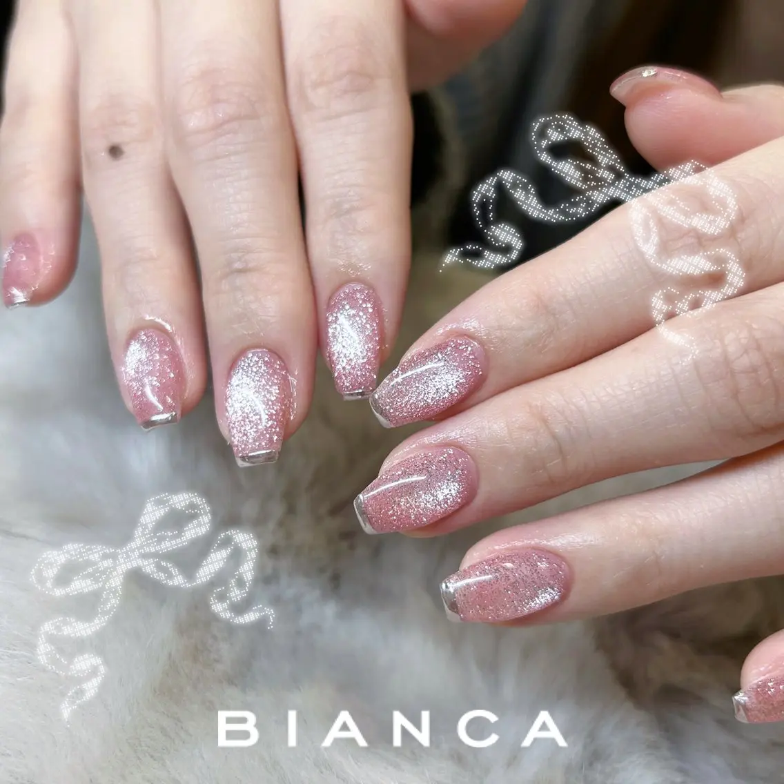 ネイル フラッシュネイル フラッシュマグ ミラーネイル Bianca 川口 moe˖ ࣪⊹のネイルデザイン