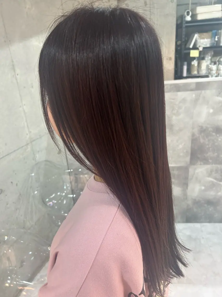 ロング ヘアカラー トリートメント NAHO 艶カラー/髪質改善のヘアスタイル