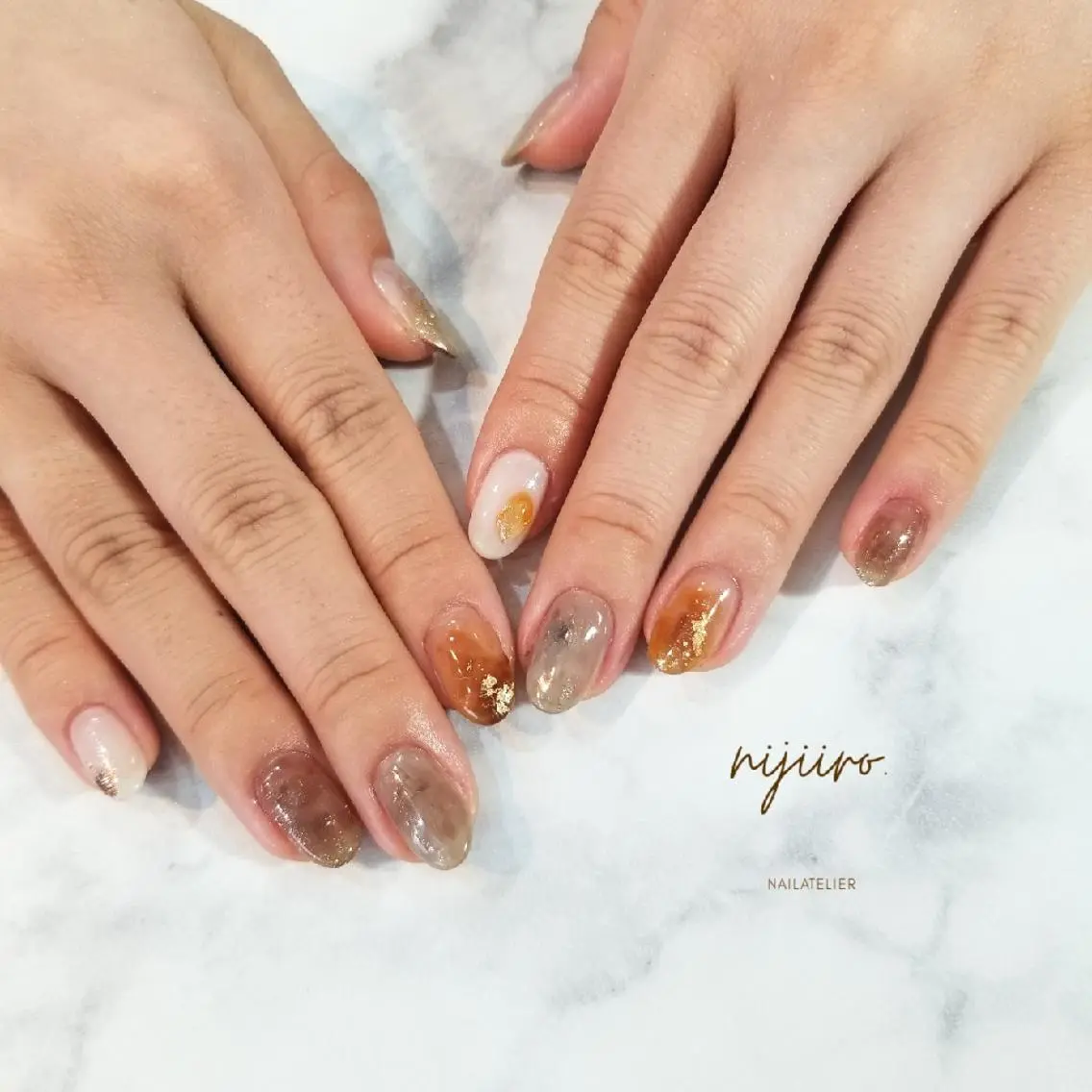 ネイル べっ甲ネイル ハンドネイル nijiiro🌈 サトウのネイルデザイン