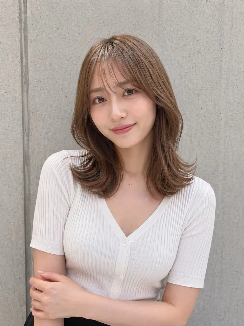 セミロング カラー カット ヘアカラー 宇梶 千愛のヘアスタイル