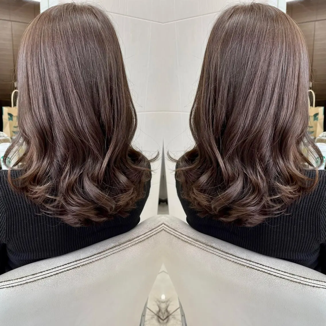 ミディアム カラー ベージュカラー ブルーカラー 韓国風ヘア レイヤーカット ヘアカラー トリートメント ハタケヤマヨシキ ／BOOTHのヘアスタイル