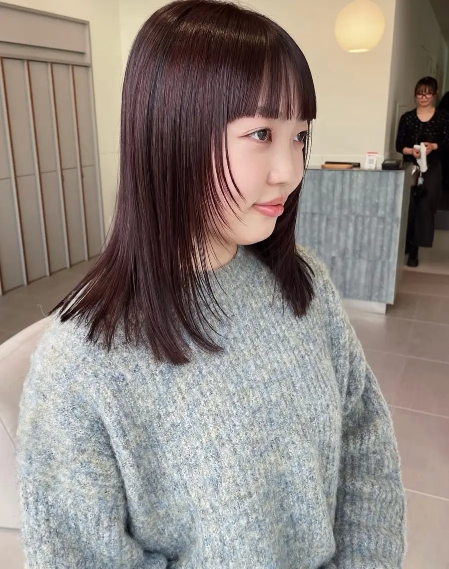 ミディアム カラー 透明感カラー ピンクカラー カット ヘアカラー トリートメント レイヤー/縮毛矯正/ 暖色/mao🎀のヘアスタイル
