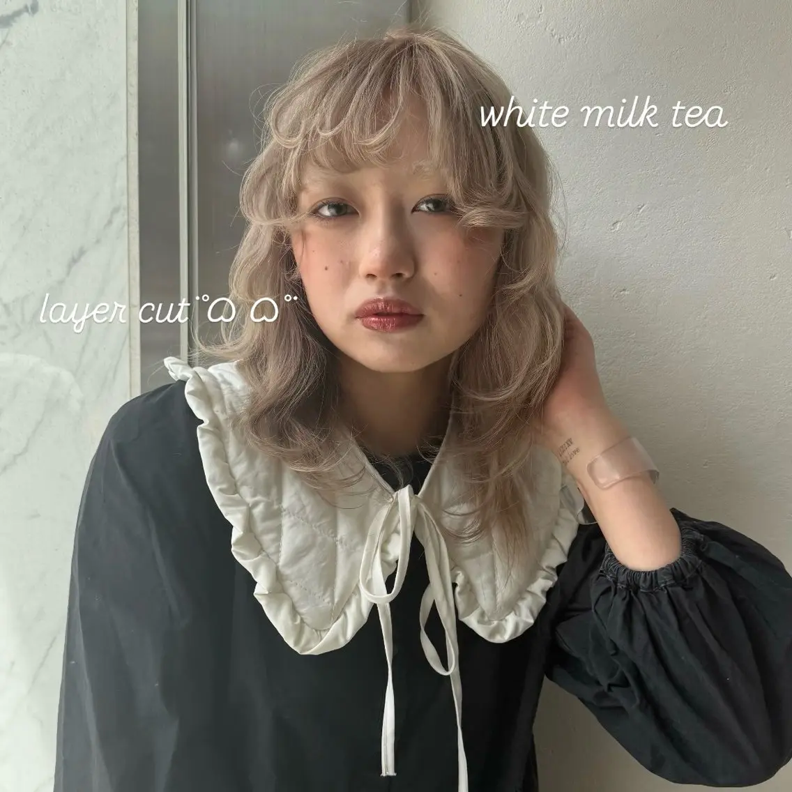 セミロング カラー カット ヘアカラー トリートメント 柔らかいbeige ￤韓国￤🩰マユ🩰のヘアスタイル