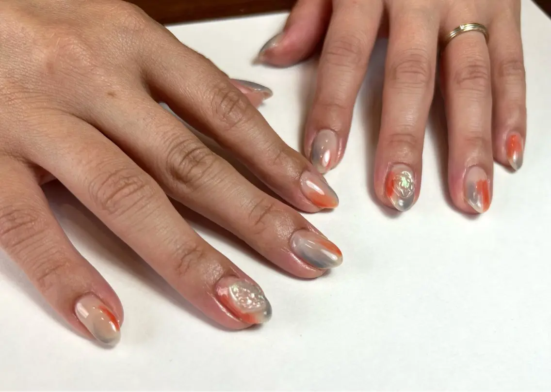 ネイル 氷ネイル・うるうるネイル 夏ネイル ハンドネイル le_rire _nailのネイルデザイン