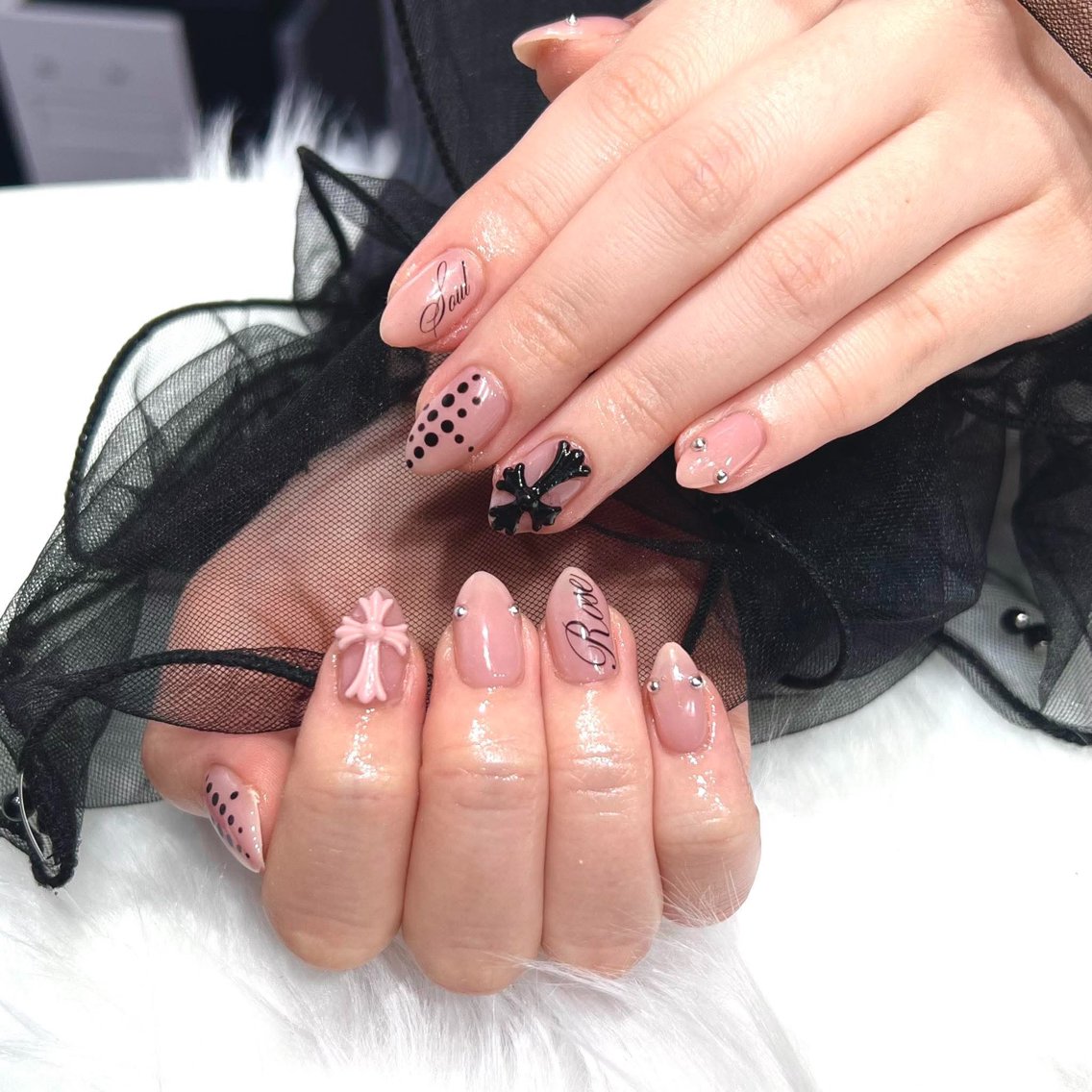 ネイル ドット 韓国ネイル ピンク ショートネイル シンプルネイル ハンドネイル KOTORA NAILのネイルデザイン