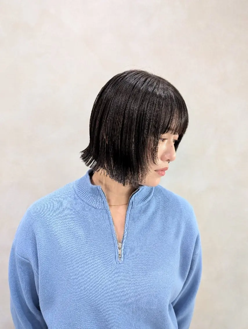 ショート カラー 切りっぱなしボブ ボブ レイヤーカット ショートヘア 髪質改善/ 上村旺武のヘアスタイル