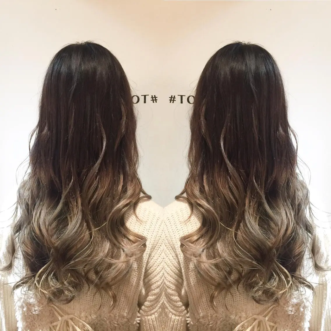 ロング カラー ブリーチ グラデーションカラー ホワイト&レイヤーカ ットエクステ長畠俊輔のヘアスタイル