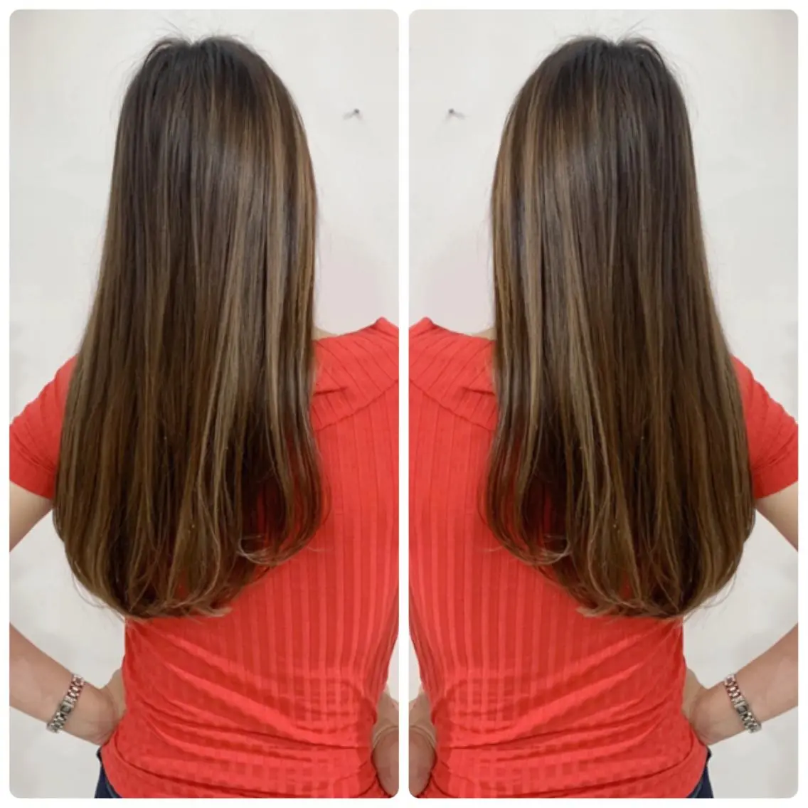 ロング カラー アッシュ バレイヤージュ ブリーチ デザインカラー グレージュ カット ヘアカラー トリートメント 京都大人女性ショート 徒歩1分/秋山のヘアスタイル
